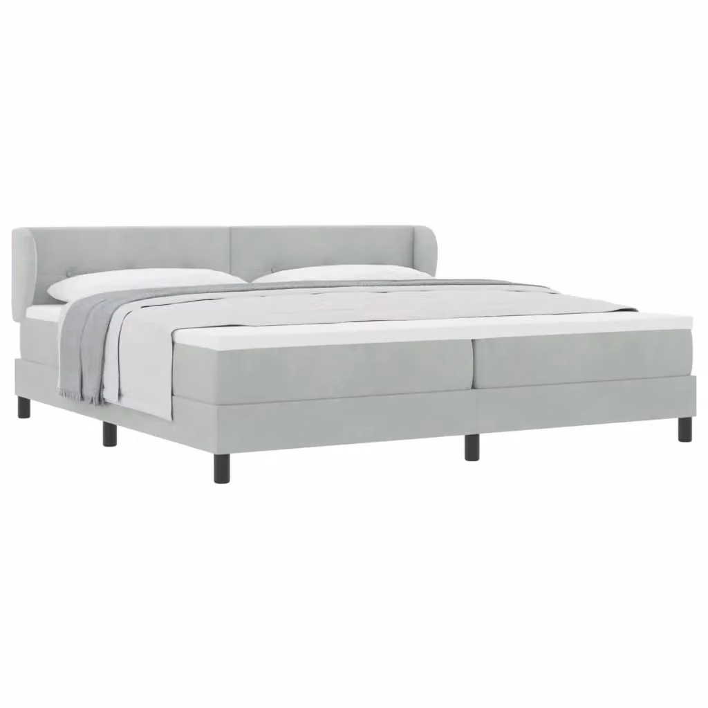 Letto a molle moderno vidaXL con testiera in velluto grigio, L/P/H: 200 x 200 x 88 cm – 2