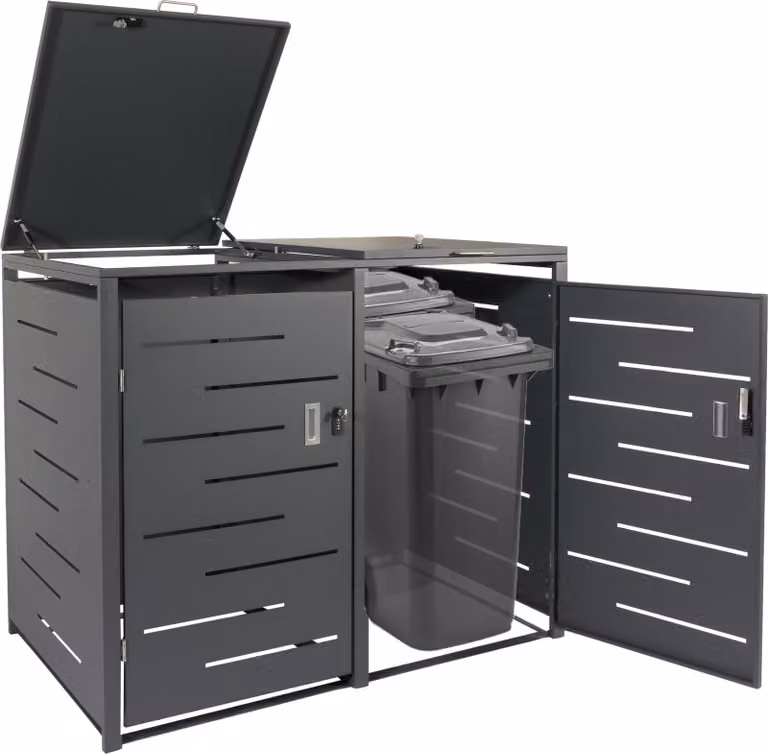 XL 2 posti/4 posti HWC-E83, contenitore per rifiuti, espandibile 116x141x98cm ~ antracite, acciaio 62kg