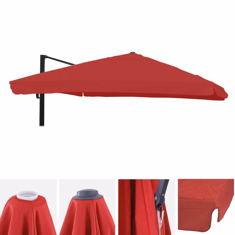 Copertura di ricambio per ombrellone a semisferica MCW-A96 con flap, copertura di ricambio per ombrellone, 3x4 m (Ø 5 m), poliestere ~ rosso