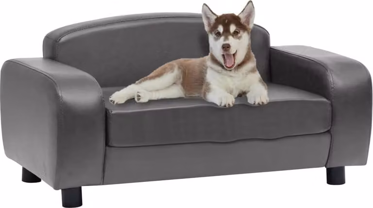 The Living Store Divano per cani grigio 80x50x40 cm in Pelle finta