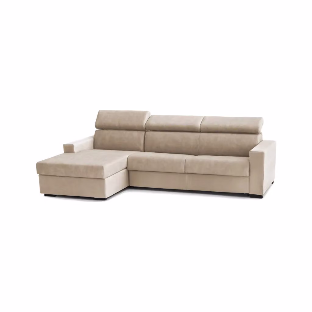 Divano ad angolo Akela TALAMO ITALIA con chaise longue sinistra e contenitore, rivestimento in tessuto beige, L: 280 cm, P: 95 cm, H: 85 cm – 2