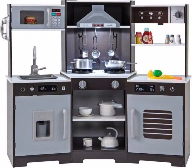 Cucina giocattolo per bambini in legno marrone con effetti sonori e luminosi L/P/H: 110 x 43 x 92 cm