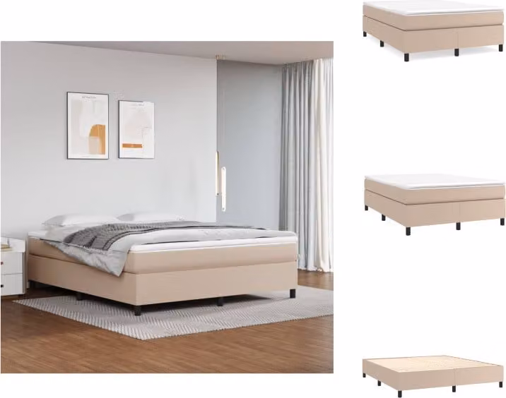 vidaXL Materasso per letto a molle insacchettate cappuccino-marrone 180x200 cm in Pelle finta - Letti e strutture letto