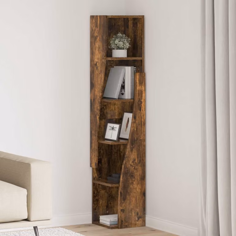 Mobile angolare vidaXL in legno ingegnerizzato Rovere fumé, L 27,5 cm x P 27 cm x H 140 cm