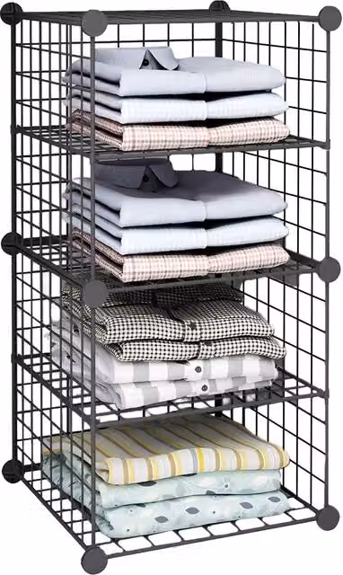 Scaffale Modulare Avilia Home in Metallo Nero con 4 Ripiani, Design Moderno e Autoportante per Cucina, Bagno o Soggiorno, L/P/H: 70 x 35 x 35 cm