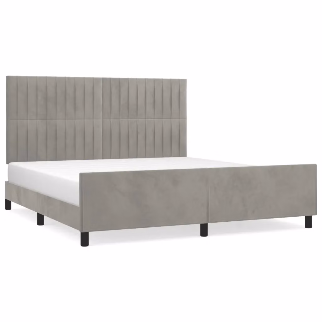 Giroletto vidaXL in velluto grigio chiaro senza materasso L/P/H: 160 x 200 cm – 2