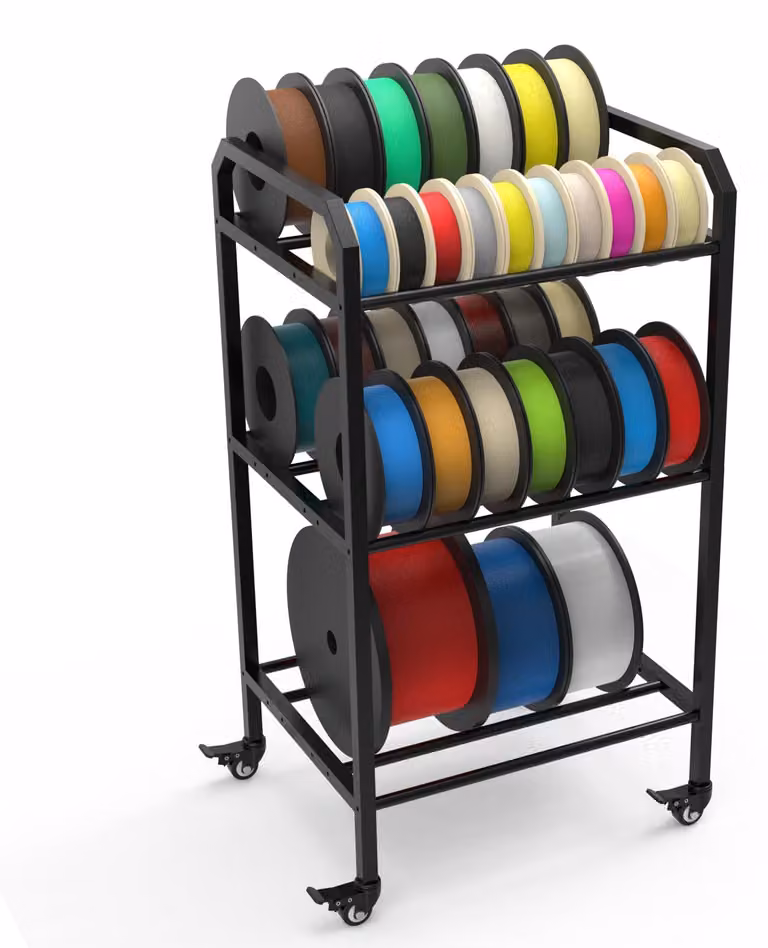 Accessori per stampante 3D, scaffale per filamenti, nero, con 3 ripiani e ruote