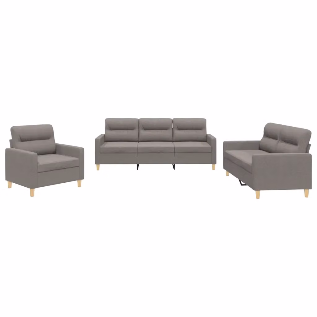 Set di divani 3 pezzi vidaXL in tessuto beige e grigio con cuscini per soggiorno moderno – 2