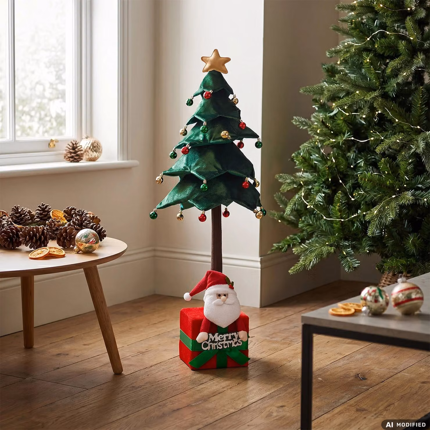 Decorazione Natalizia per Albero con Personaggi VESTIAMO CASA, Colori Rosso, Verde, Bianco e Oro, Altezza: 98 cm – 2