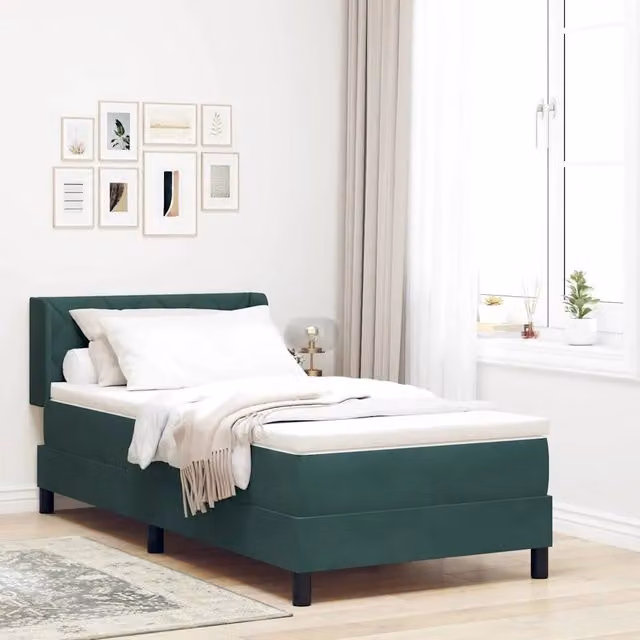 Letto Ibrido con Testiera in Velluto Verde vidaXL L/P: 90 x 200 cm – 1