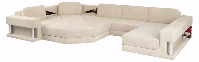 U-Form Sofa Couch Design Couch Textil Modern Polster Wohnlandschaft Ecksofa
