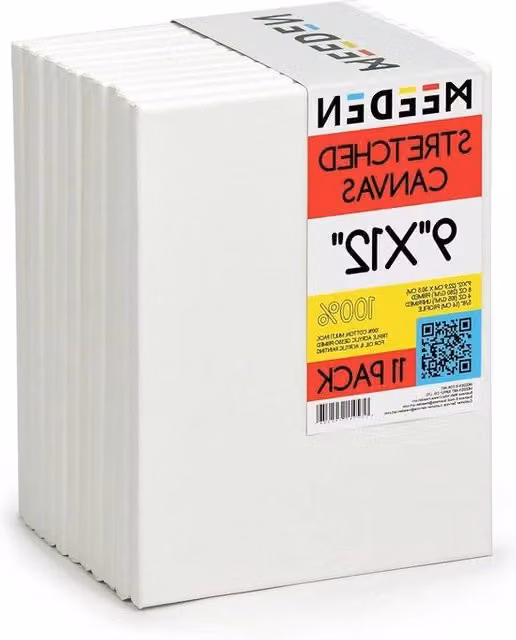 Pacchetto di 11 tele classiche in cotone 100% bianco primato, dimensioni 23x30 cm