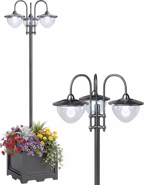 Lampada Solare da Giardino LED Minimal Nero L/P/H: 60 x 55 x 189 cm