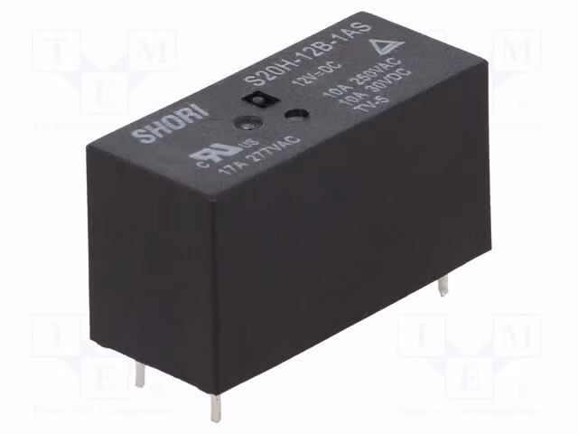 1 relè: bobina elettromagnetica, 12 VDC, mini, 400 mW, modello S20H-12B-1AS