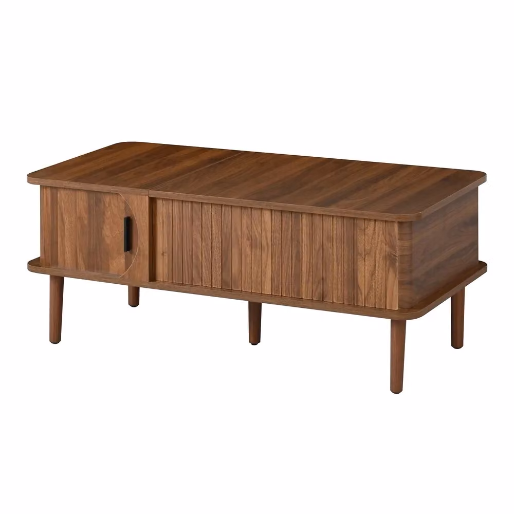 Tavolino da caffè moderno Minimal con struttura in legno e finitura effetto noce marrone, L: 60 cm, P: 60 cm, H: 45 cm – 2