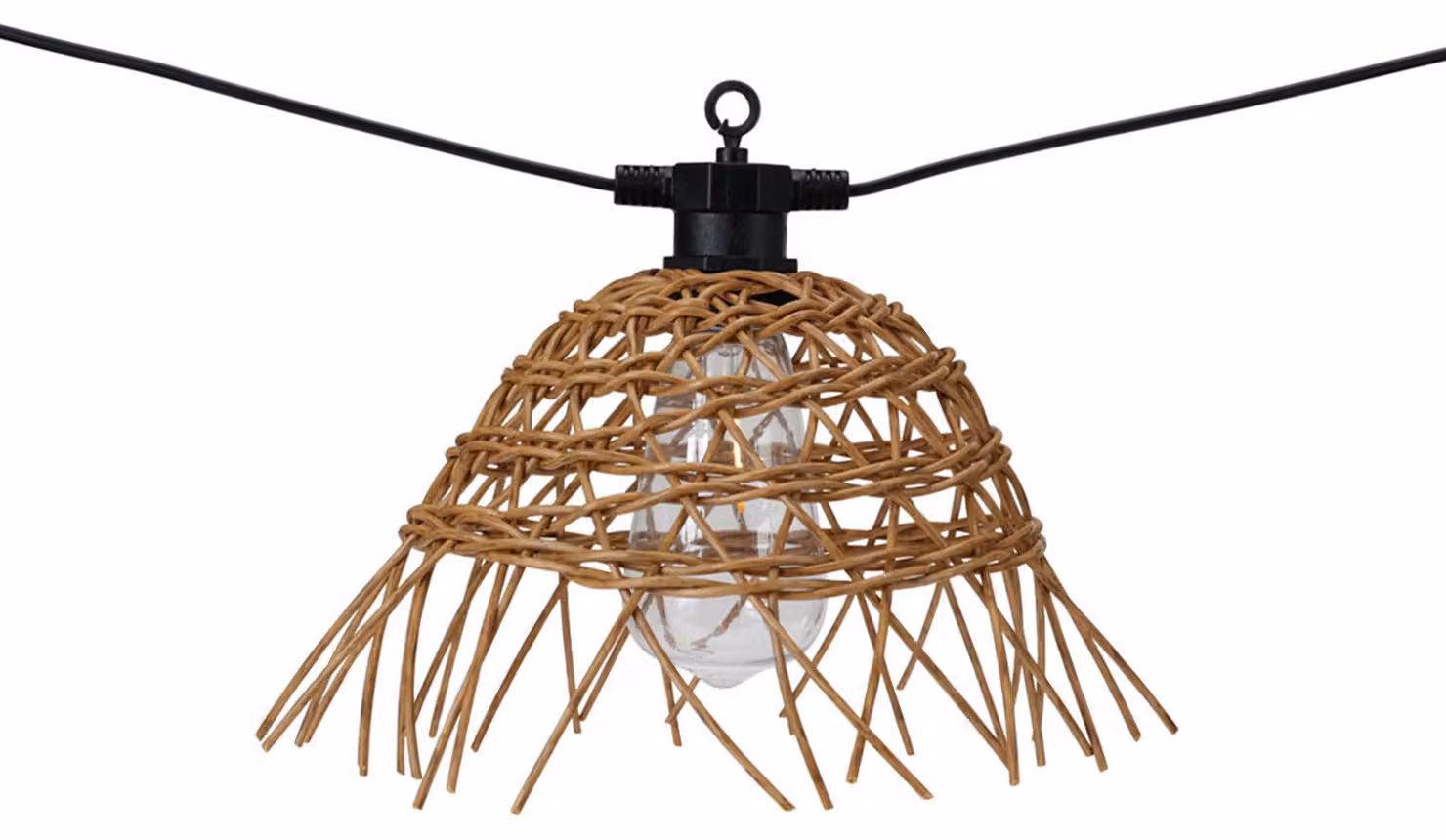 Catena luminosa con 6 paralumi in rattan, luci a LED, cavo da 3 metri, grado di protezione IP44