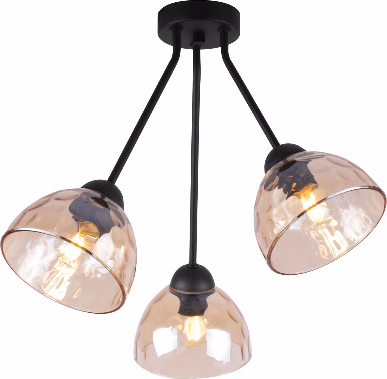 Lampada da soffitto Venice Trio con paralumi in vetro ambrato E27