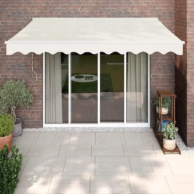 Tenda da sole retrattile vidaXL in poliestere e alluminio, colore beige o bianco, L: 300 cm, P: 250 cm – 1