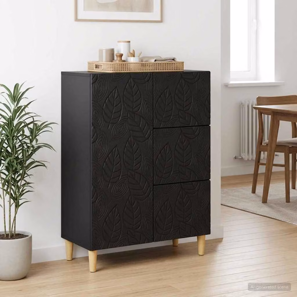 Credenza moderna vidaXL in legno ingegnerizzato nero L: 66 cm, P: 34,5 cm, H: 90 cm