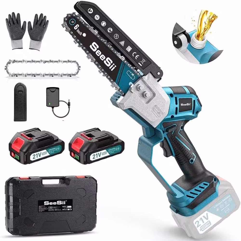 Troncatrice a batteria - Seghetto elettrico per potatura - Motore brushless - Lame da 15 cm - 2 batterie da 2,0 Ah - Ideale per la potatura del giardino