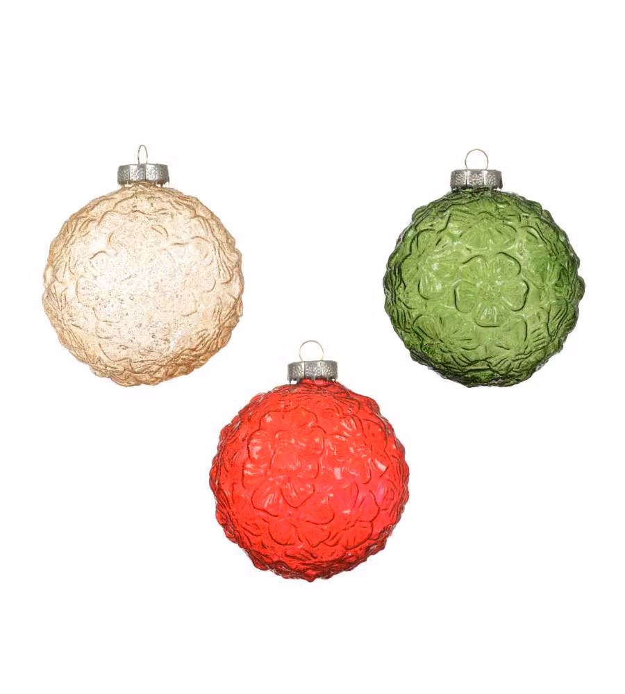 Sfera con decoro floreale in rilievo