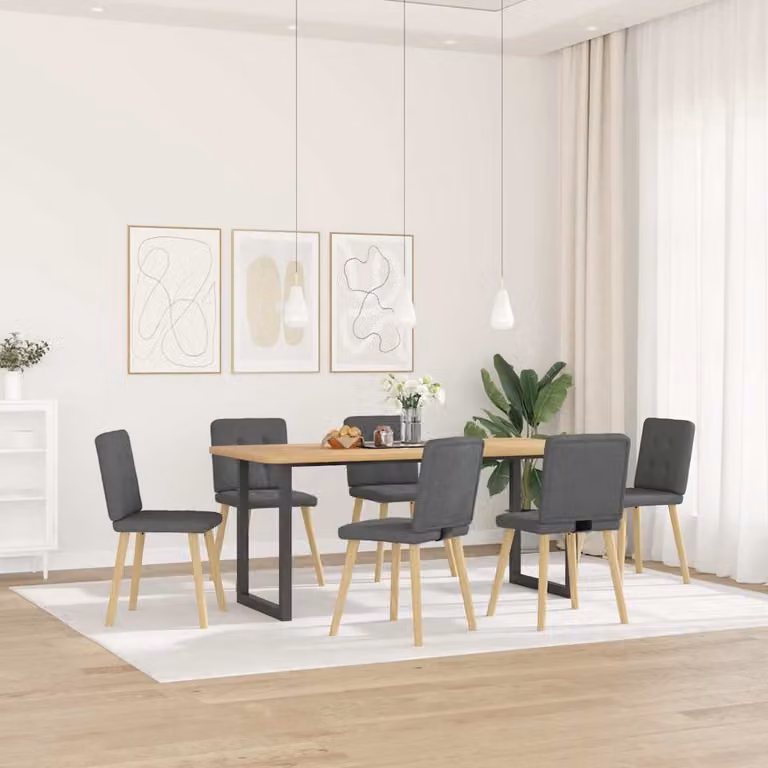 Sedie da Pranzo 6 pz Grigio Scuro in Tessuto