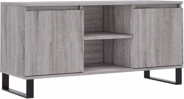 Mobile TV con grande spazio portaoggetti 104 x 35 x 50 cm per soggiorno finitura moderna in legno ingegnerizzato grigio 02_0048556