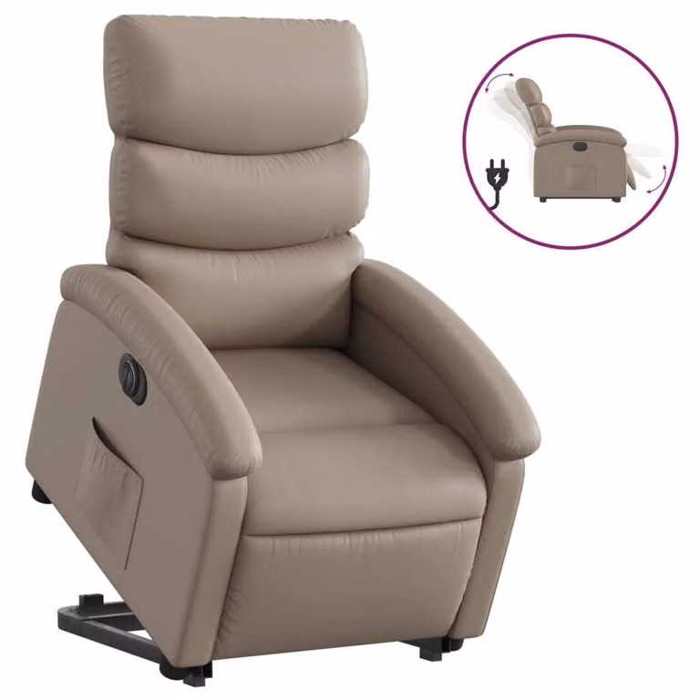 Poltrona Alzapersona Reclinante Elettrica Cappuccino Pelle finta