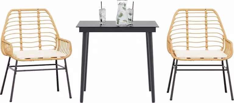 Maison Exclusive - Set da Pranzo da Giardino 3pz con Cuscini Polyrattan Vetro