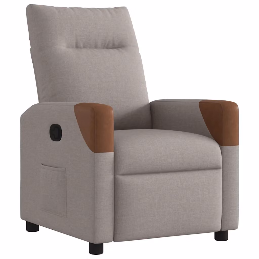 Poltrona Reclinabile Relax vidaXL in Tessuto e Finta Pelle, Colore Grigio e Marrone con Braccioli e Struttura in Metallo e Legno – 2