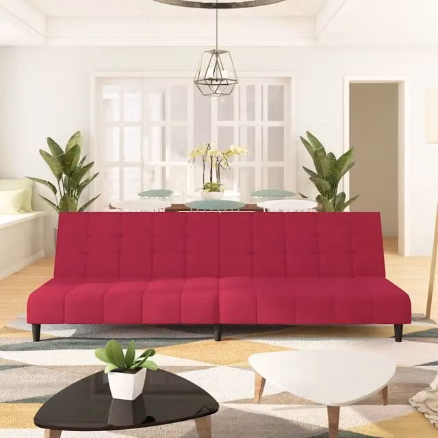 Divano Letto a 2 Posti-Sofa Letto 2 Posti-Daybed Rosso Vino in Velluto 236440