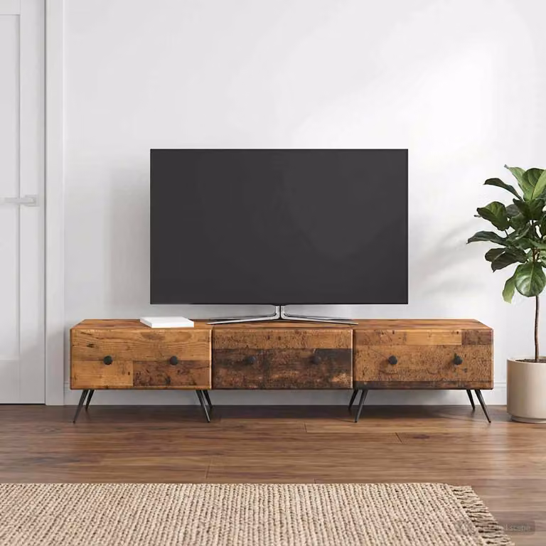 Mobile TV vidaXL in legno antico marrone, design moderno per soggiorno, L 147 x P 34,5 x H 30 cm