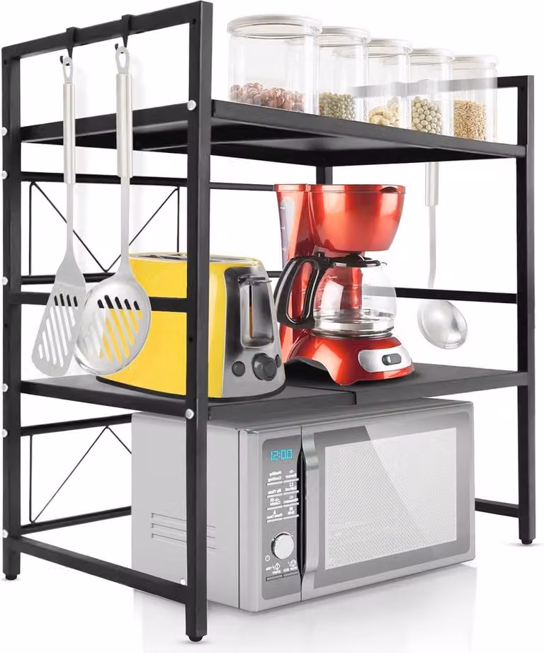 Ripiano magnetico a 2 livelli per la cucina - Organizer regolabile con ganci - Flessibile e salvaspazio