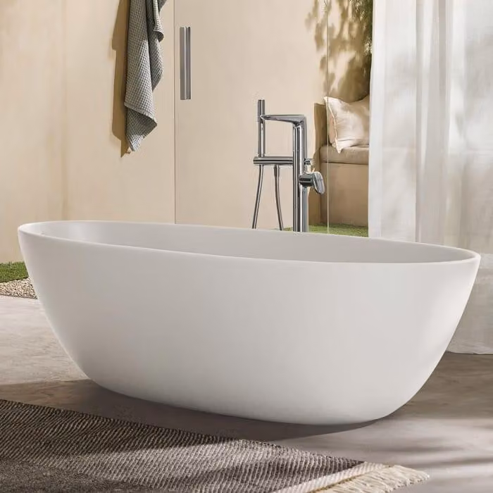 V&B vasca rettangolare Antao 170x75x50cm, freestanding, pietra bianca