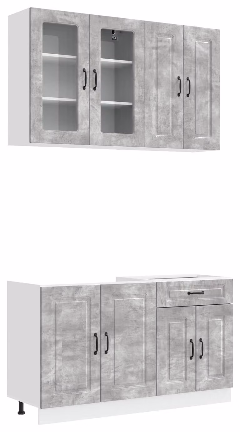 Set da cucina KALMAR, 4 pezzi, colore grigio cemento, materiale: legno composito