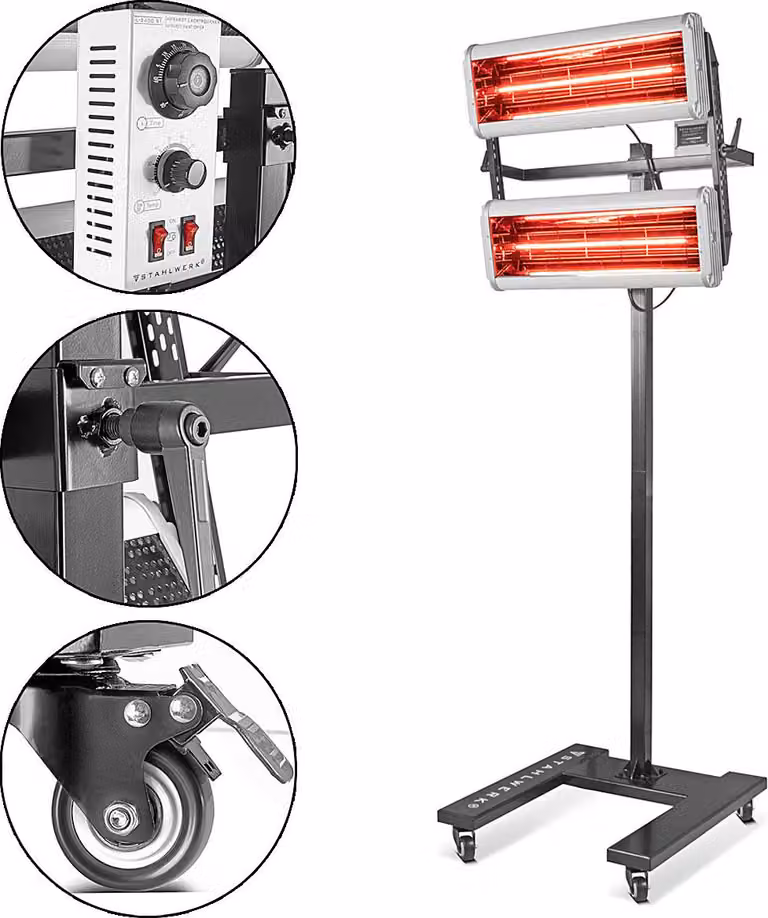 STAHLWERK Essiccatore a infrarossi IL-2400 ST con 2.400 watt e supporto