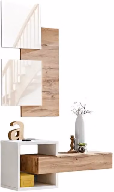 Mobile da ingresso TORTH 2 – Set completo – Colori quercia e bianco – Design moderno e pratico