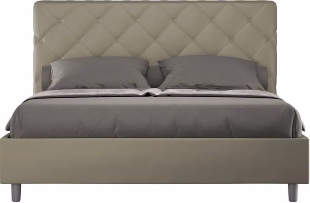 Letto imbottito Matrimoniale 160x210 cm Priya - Similpelle,Senza rete,Cappuccino