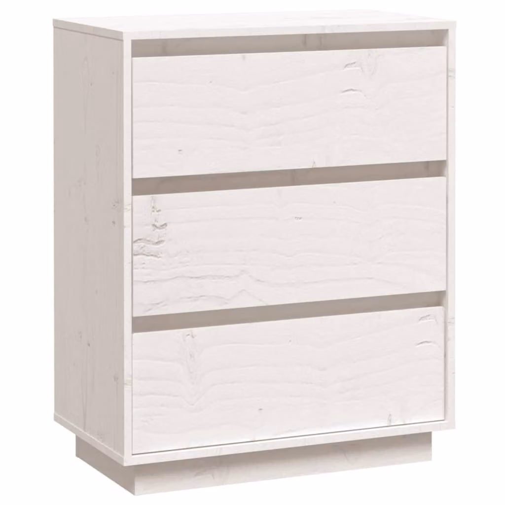 Credenza Bianca 60x34x75 cm in Legno Massello di Pino