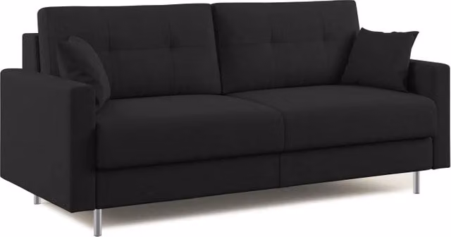 Divano letto matrimoniale Megan Divani.Store in microfibra smacchiabile nero L: 208 cm, P: 160 cm, H: 13 cm (materasso 160x197 cm)