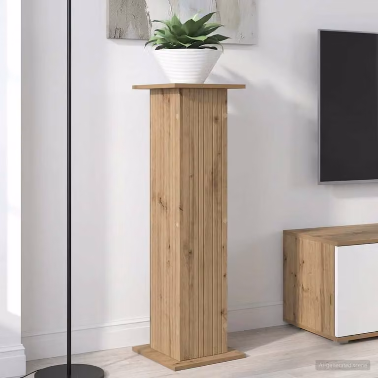 vidaXL Supporto per piante moderno in legno color rovere, L/P/H: 30,5 x 30 x 100,5 cm