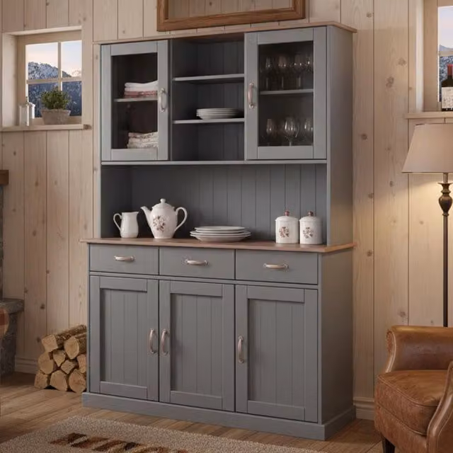 Madia Castana, Credenza 3 Cassetti, 131x45x191h cm Grigio