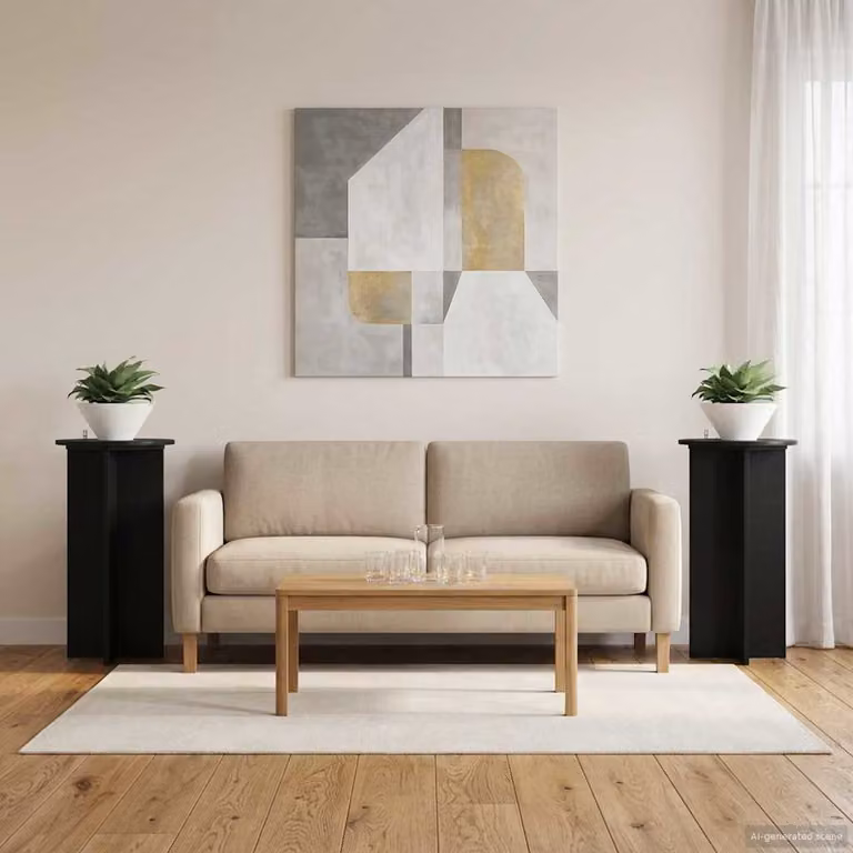 Set di 2 supporti per piante vidaXL in metallo e legno, colore nero opaco, L/P/H: 40 x 40 x 80 cm