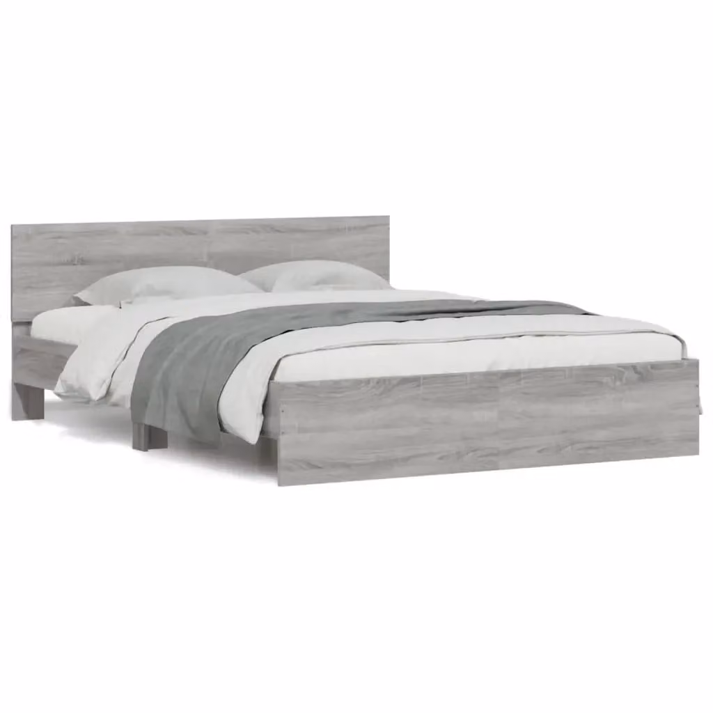 vidaXL Giroletto con Testiera in Tessuto Grigio Sonoma L/P/H: 140 x 190 x 145 cm – 2