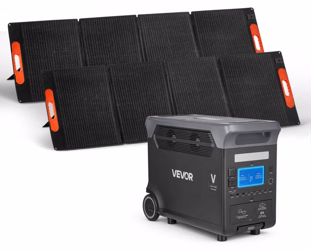 Centralina portatile di alimentazione con 2 pannelli solari da 200 W - Batteria LiFePO4 da 3072 Wh - Potenza di 3000 W