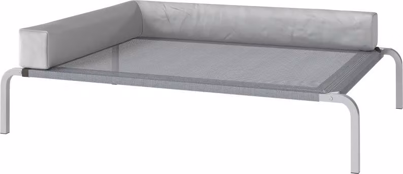 Letto rialzato per cani Moonbite con supporto a forma di L, dimensioni 110 x 75 x 30 cm, altezza da terra di 20 cm, cuscino lavabile in lavatrice, tessuto a rete traspirante, poliestere, colore grigio chiaro