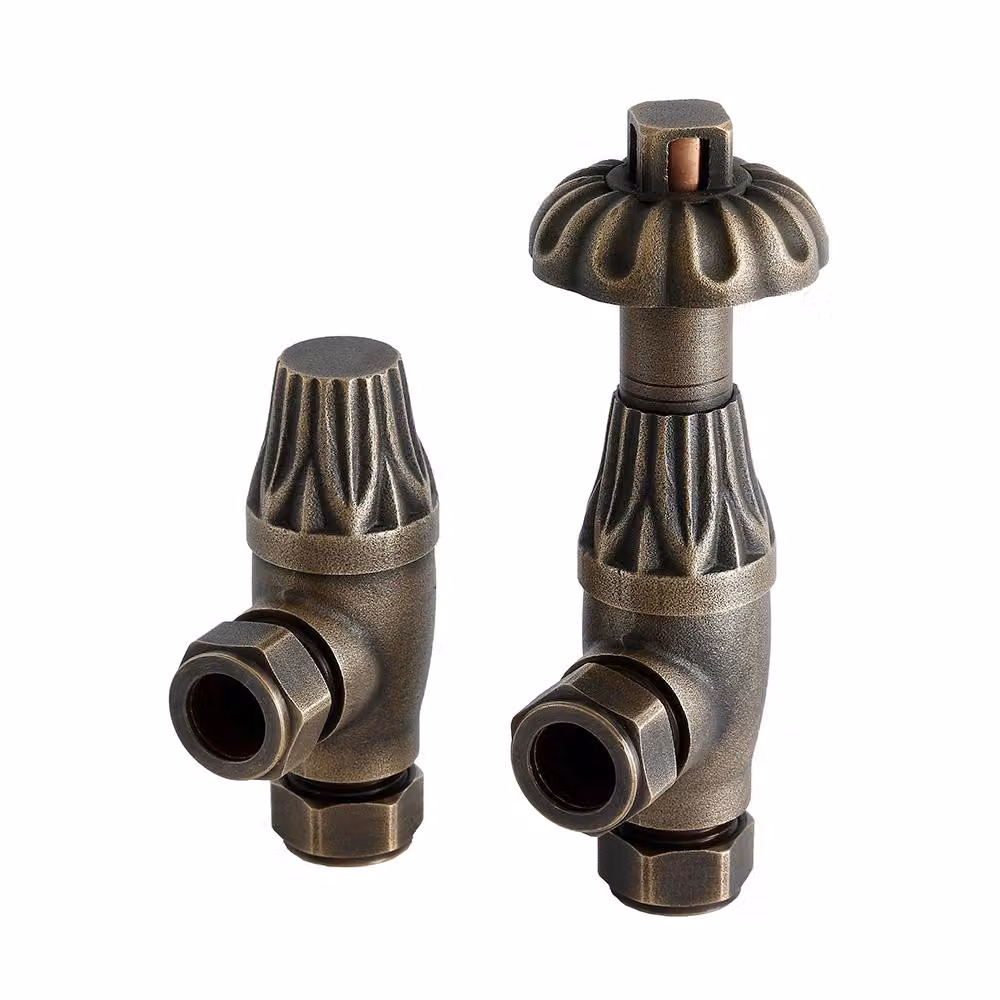 Paio di Valvole Termostatiche per Radiatore -  Bronzo Antico