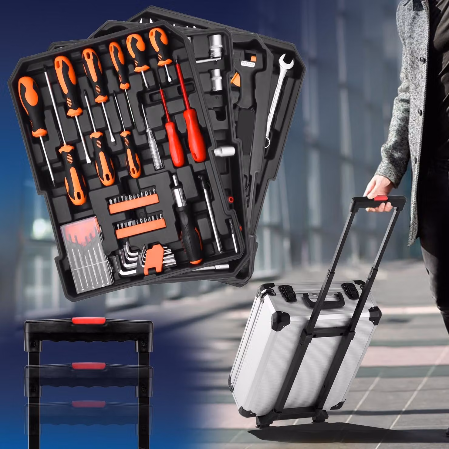 Set di utensili manuali - Kit di riparazione meccanica da 600 pezzi - Contenuto in una robusta valigetta - Universale