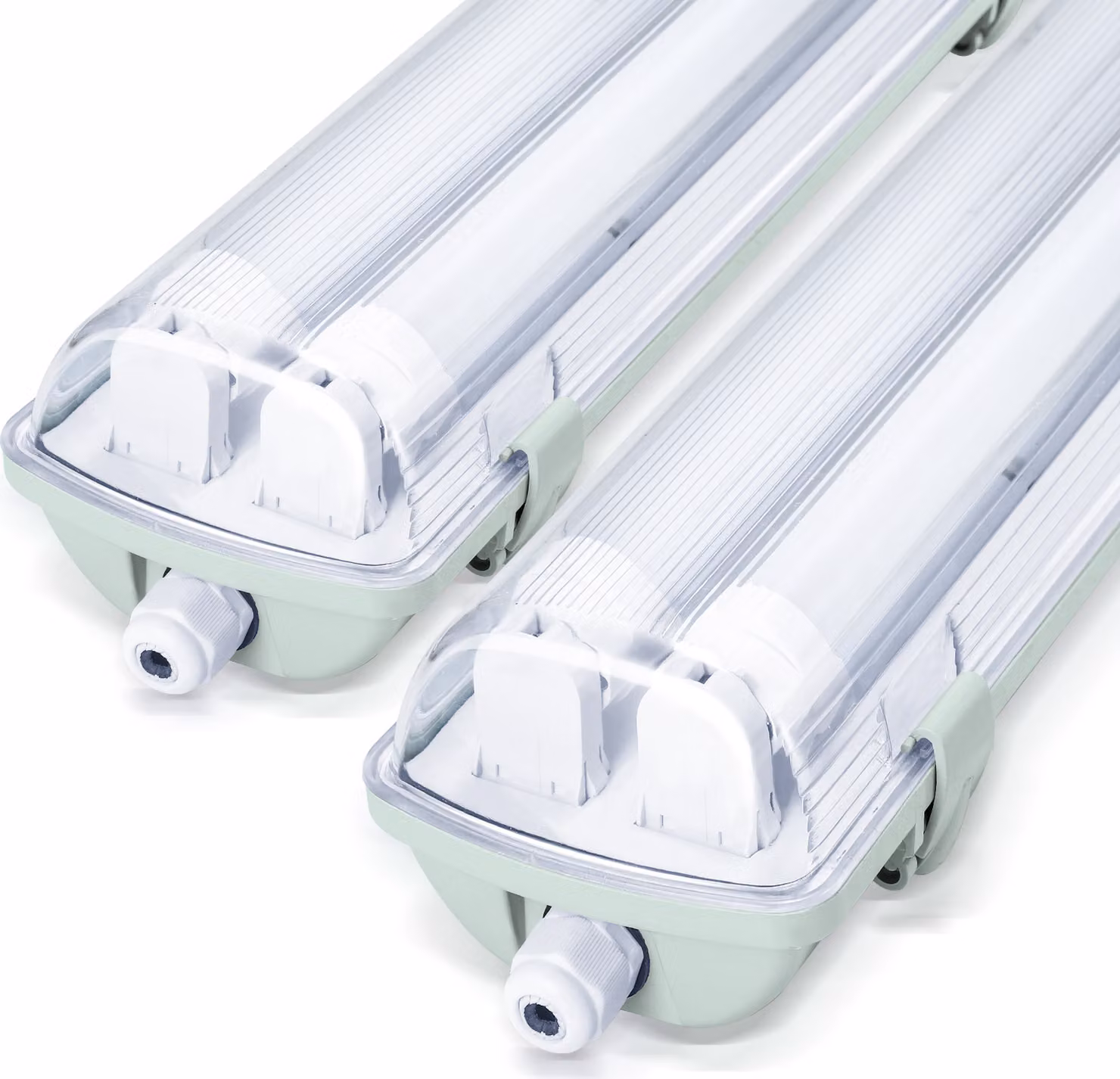 Clanmacy 2X LED a prova di umidità apparecchio di illuminazione diffusore 150cm 2 x 24W T8 tubo bianco neutro 4500K IP65