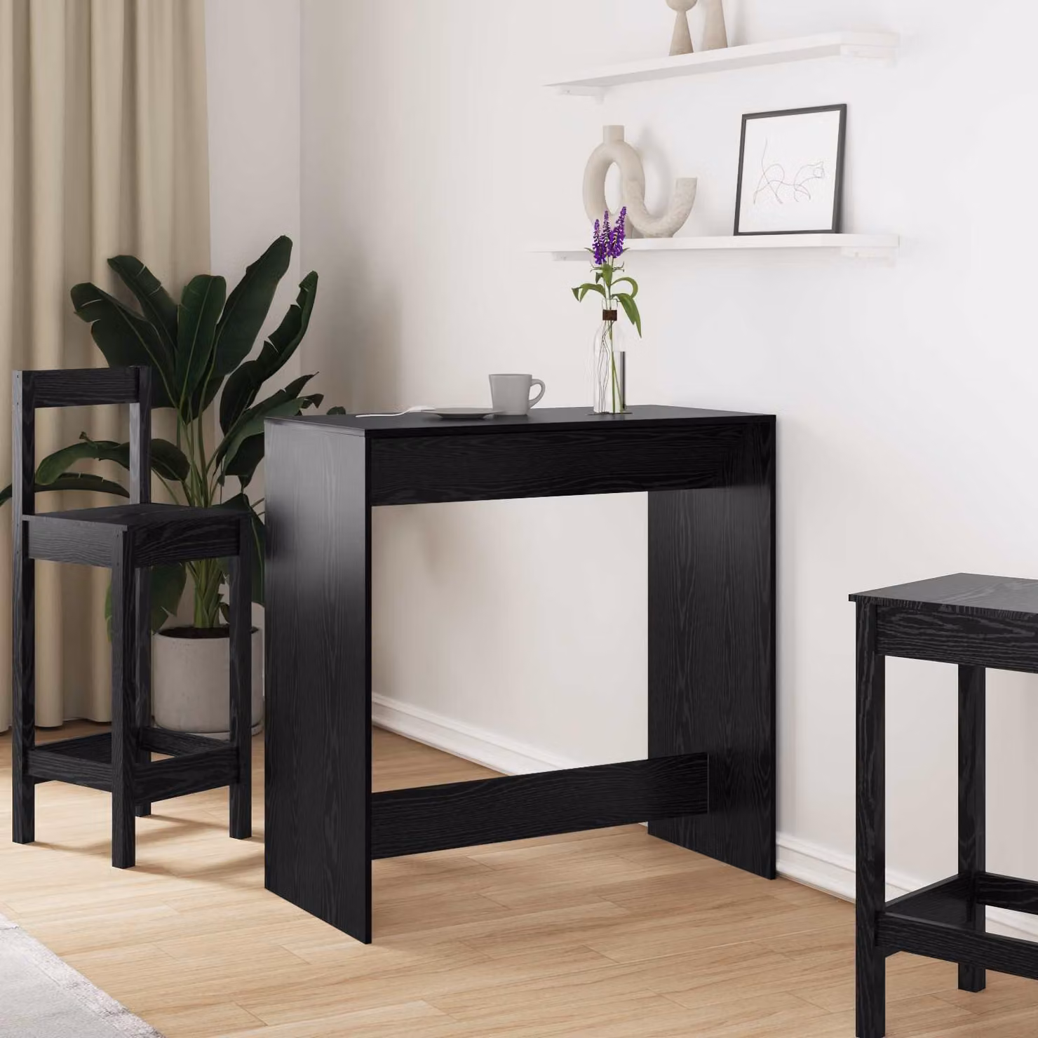 vidaXL Tavolo da bar moderno in legno ingegnerizzato nero L: 102 cm, P: 50 cm, H: 103,5 cm